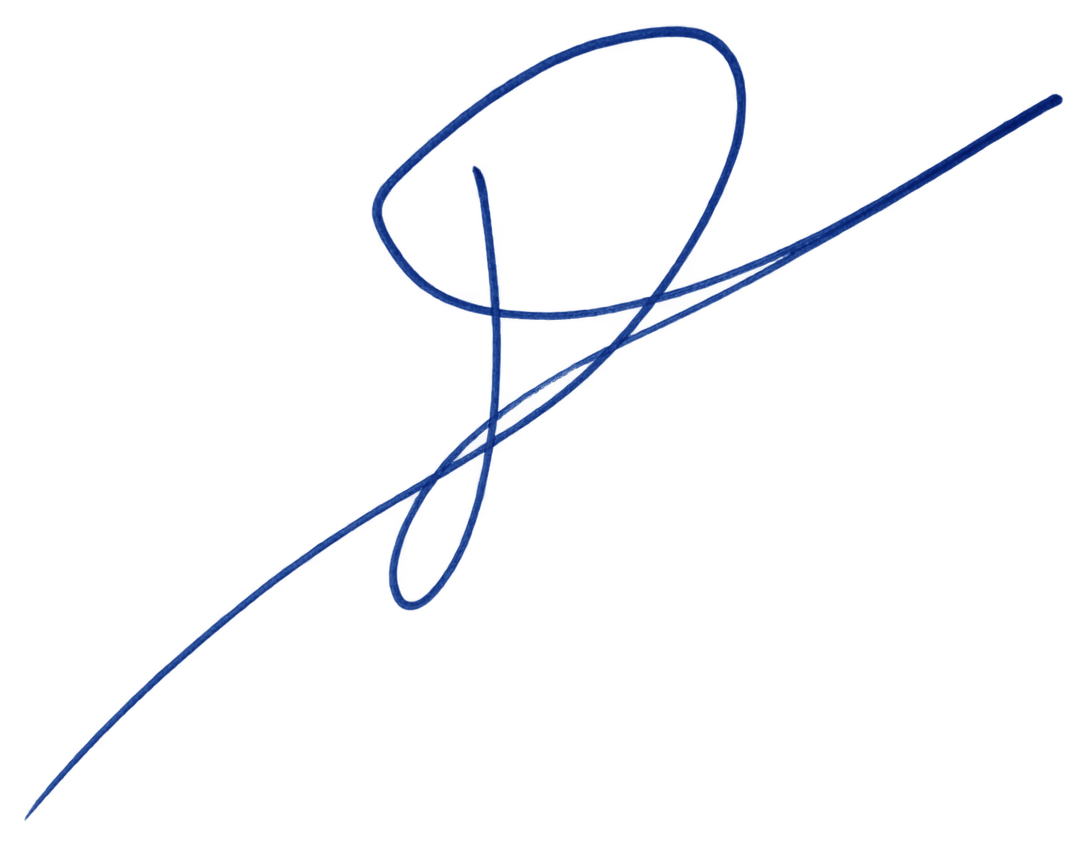 Signature example in blue ink; identical stroke shapes to the other colors in this row
