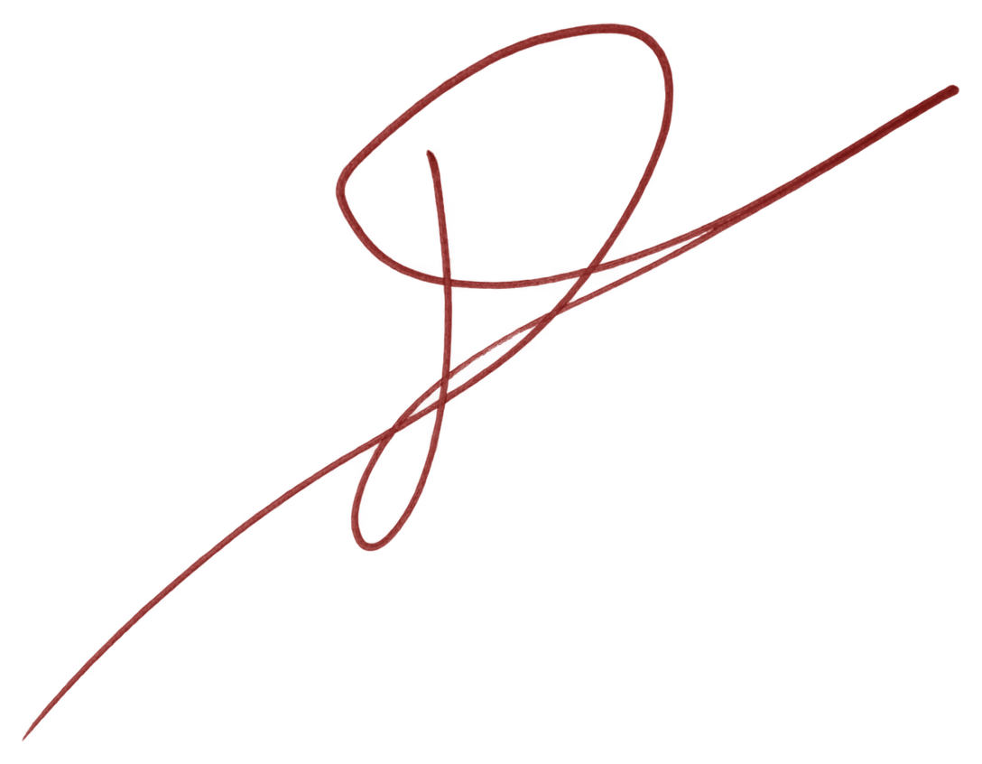 Signature example in red ink; identical stroke shapes to the other colors in this row